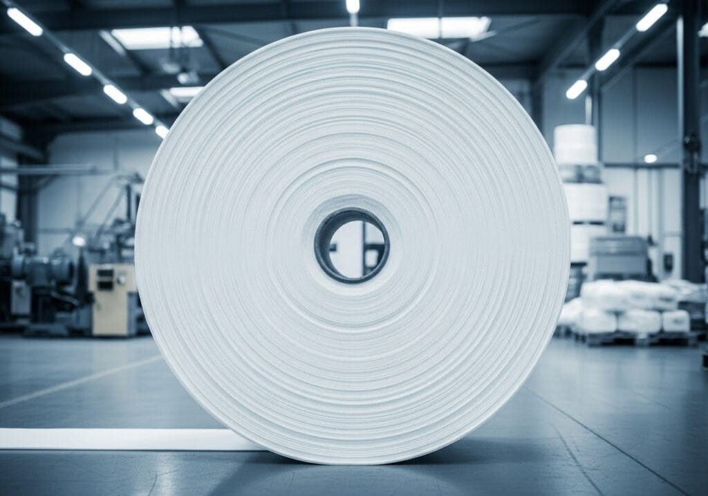 Rolo gigante de TNT em uma fábrica